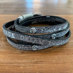 Good Works Metallic Silver Leather Wrap Bracelet